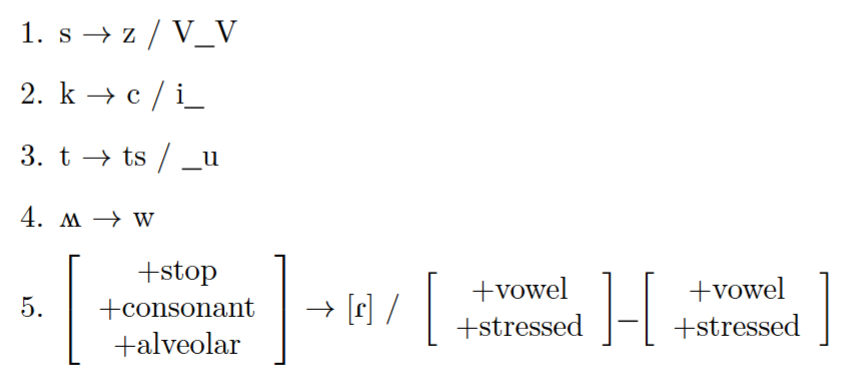 5 phonological rules